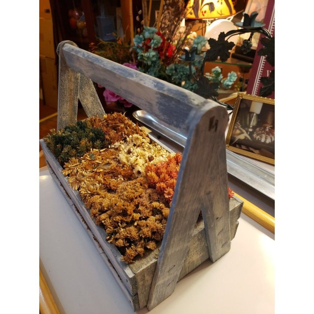 Farmhouse Planter..has Some Dried Flowers